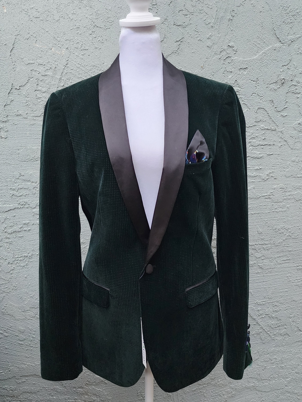 NWT Paisley & Gray Emerald Green Velvet Tuxedo Slim Fit Blazer 36R